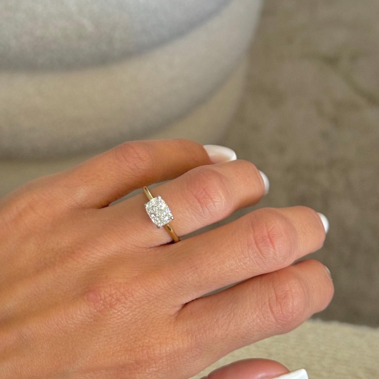 1.50 Carat Elongated Cushion Cut Lab Grown Diamond Ring  East West Solitaire Engagement Ring  18k Gold Cathedral Solitaire Unique Ring