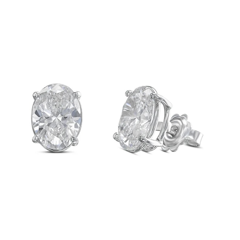 2 Carat Oval Cut Lab Grown Diamond Stud Earrings  Gift For Her  1ct Each  14K Gold  Classic 4 Prong Solitare Setting  IGI Certified