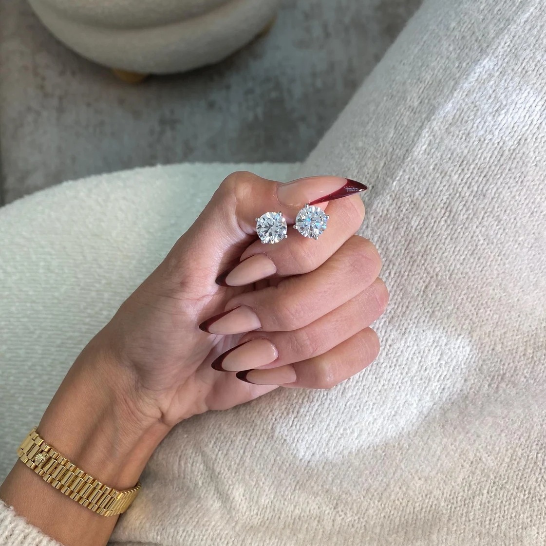 6 Carat Total Round Cut Lab Grown Diamond Earrings  IGI Certified  Luxury Classic Studs  14K Gold  Timeless Bridal Gift  Gift For Her