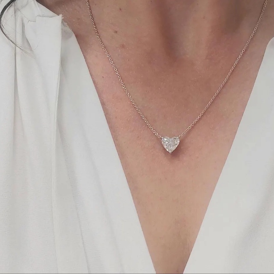 2.00 Ct Heart Cut Diamond Necklace , Lab Grown Diamond Pendant , Diamond Solitaire Necklace , IGI Certified Lab Grown Diamond Perfect Gift