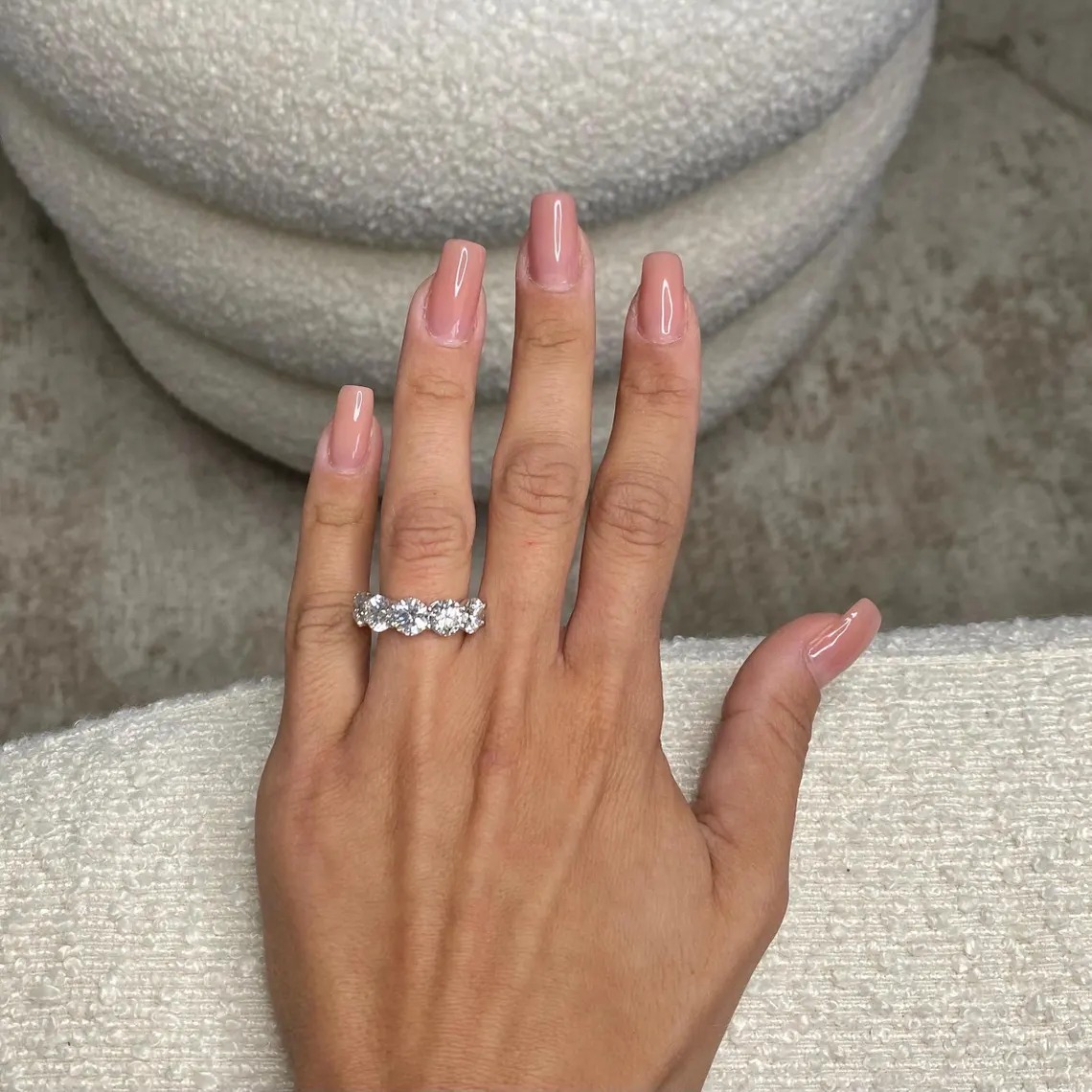 5 Carat D Color Internally Flawless Round Cut Lab Grown Diamonds Wedding Band  Five Stone Eternity Band  Lab Diamond Gift For Her  14k