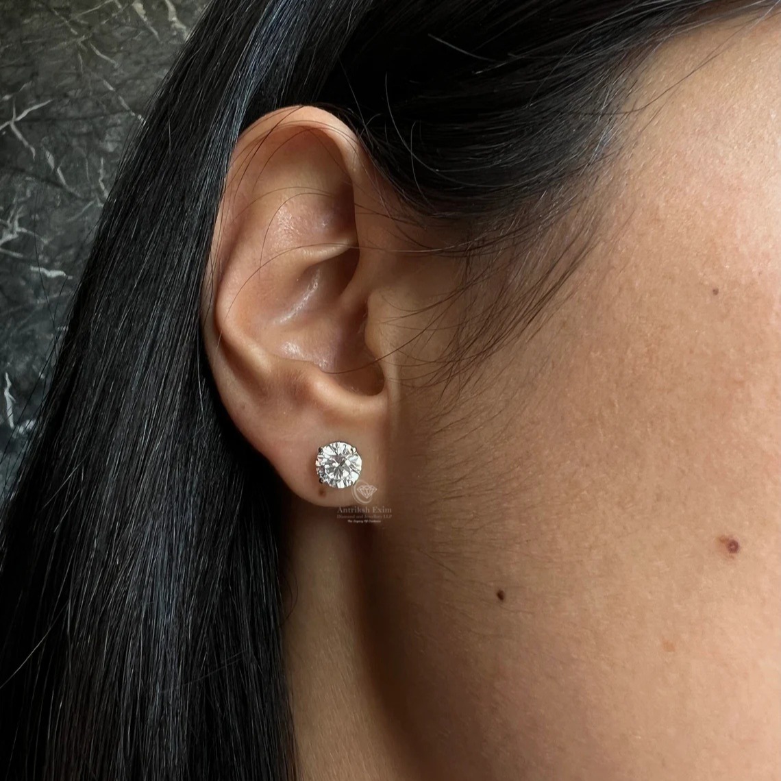 2 Carat Total Weight Round Ideal Cut Lab Grown Diamond Stud Earrings 14k Gold Basket Pushback