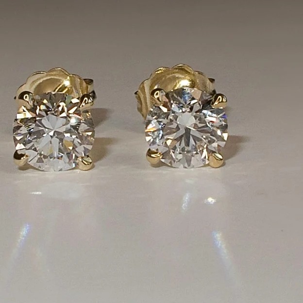 1.00 Carat Lab Grown Round Cut Diamond Stud Earrings  14k Gold Diamond Stud Earrings  Classic Lab Grown Diamond Earrings  Lab Grown Gift