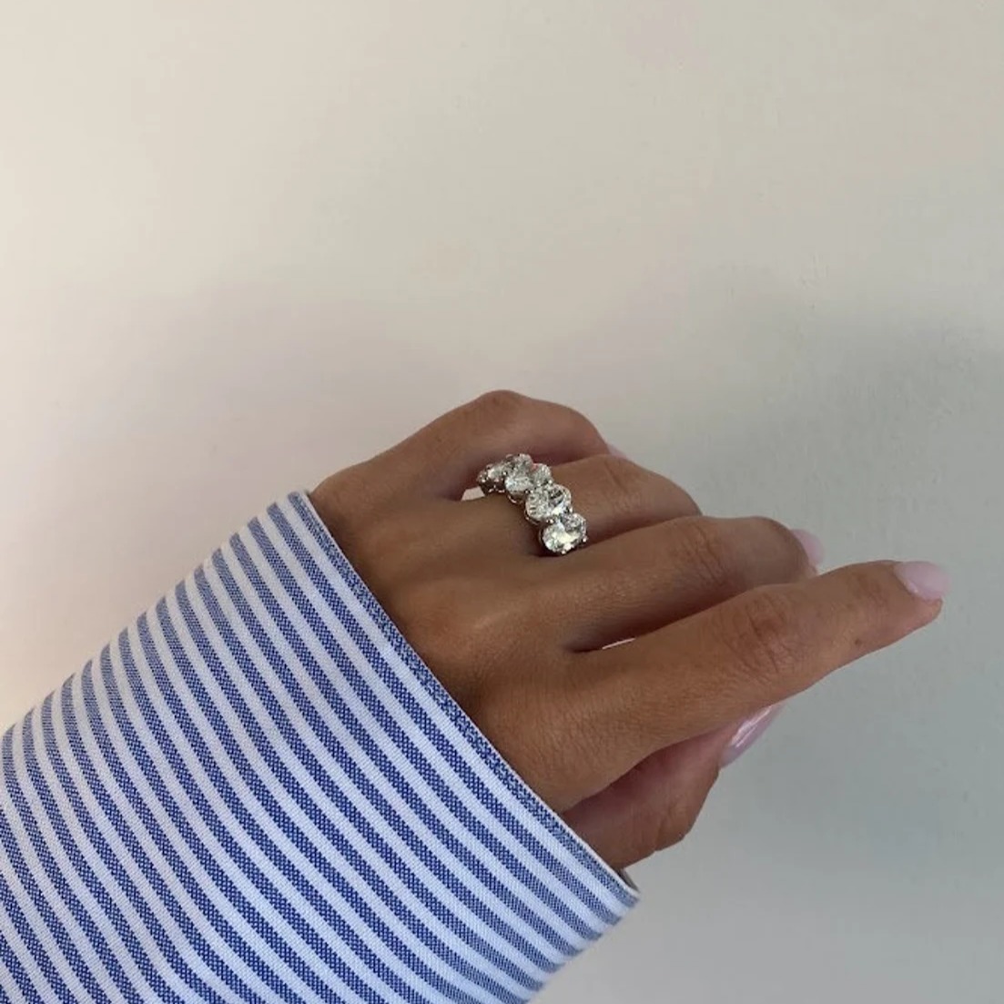 5 Carat D Color Internally Flawless Oval Cut Lab Grown Diamonds Wedding Band  Five Stone Eternity Band  Gift For Her  18K Solid Gold Band